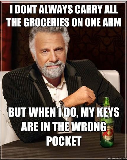 carry grocery with one arm meme